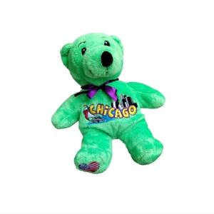 Chicago Teddy Bear Bean Bag Green Plush 7in Symbolz American Flag Heart